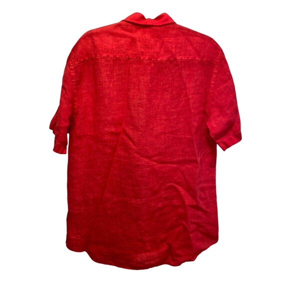 Bugatchi Button Up Shirt Men's Linen Pink Shaped Fit Hawian Short Sleeve Sz L - Picture 5 of 11
